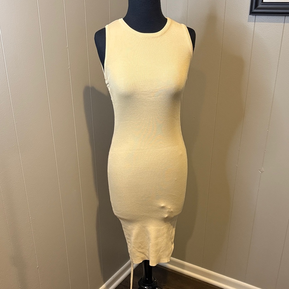 B8 Lioness Women’s XXS Beige Sleeveless Midi Bodycon Dress